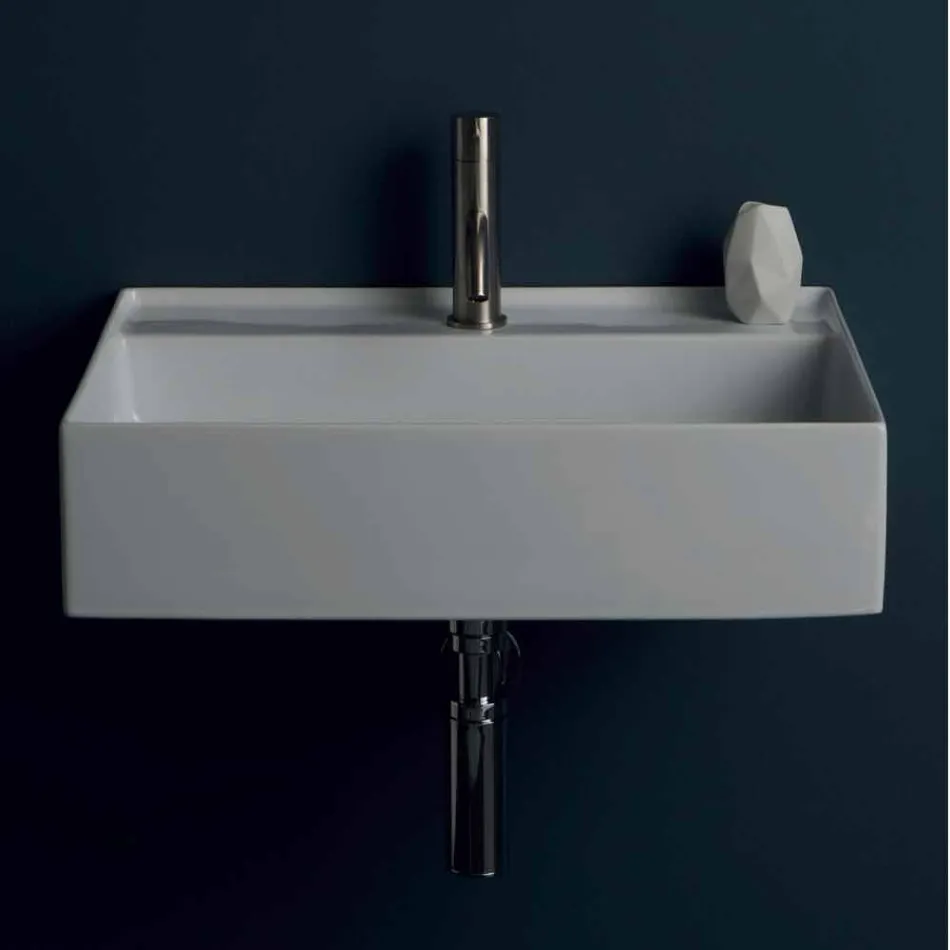 Modern design suspended ceramic washbasin Sun 60x45 cm, made in Italy Viadurini