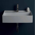Modern design suspended ceramic washbasin Sun 60x45 cm, made in Italy
