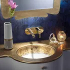 Undermount sink in fire clay and gold handmade in Italy, Aegean Viadurini