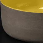Yellow Round Countertop Washbasin in Glazed Clay Made in Italy - Tatiana Viadurini