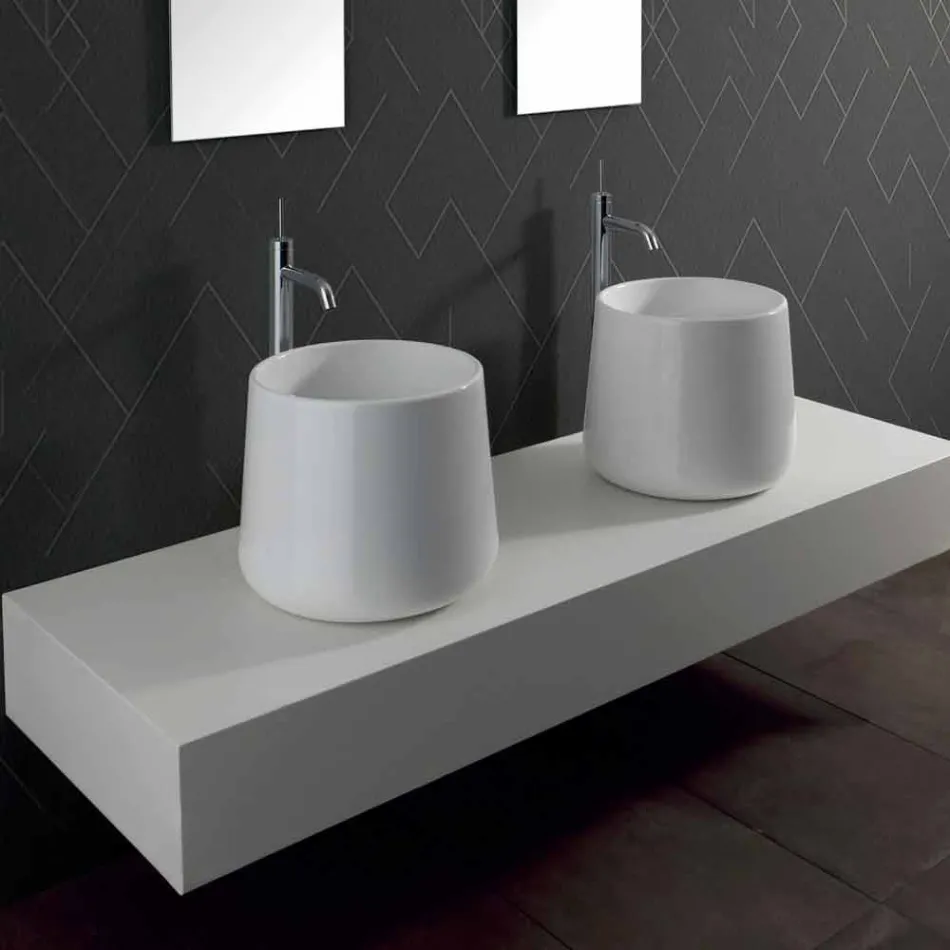 Round Countertop Washbasin in White or Colored Oliena Ceramic Viadurini