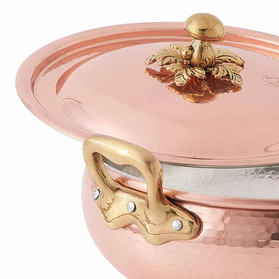 Vegetable Pot with Handmade Tinned Copper Lid Made in Italy 24 cm - Mariacarla Viadurini