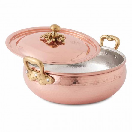 Vegetable Pot with Handmade Tinned Copper Lid Made in Italy 28 cm - Mariacarla Viadurini