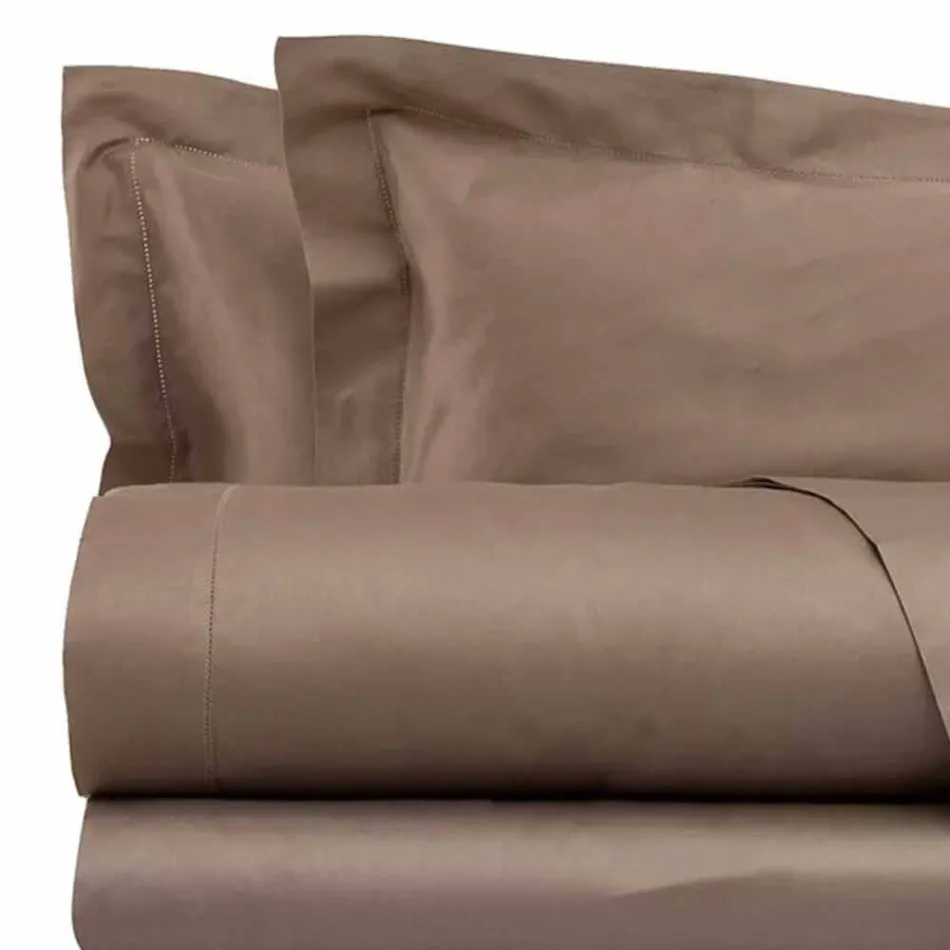 Cotton Satin Sheets Set for Double Bed Solid Color - Freesia Viadurini