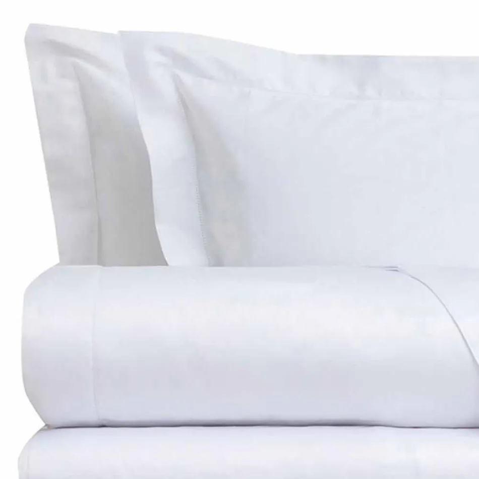 Cotton Satin Sheets Set for Double Bed Solid Color - Freesia Viadurini