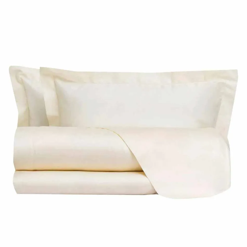 Cotton Satin Sheets Set for Double Bed Solid Color - Freesia Viadurini