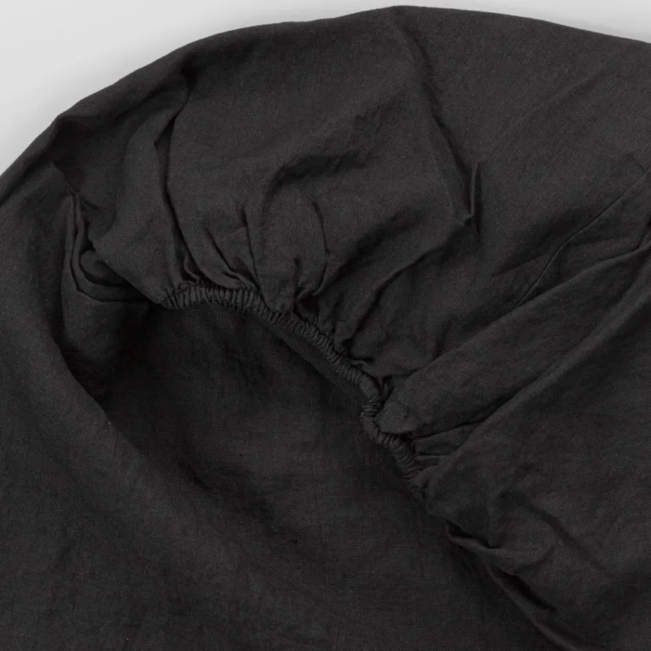 Double fitted sheets in Black Linen, Butter or Old Chalk - Fiumano Viadurini