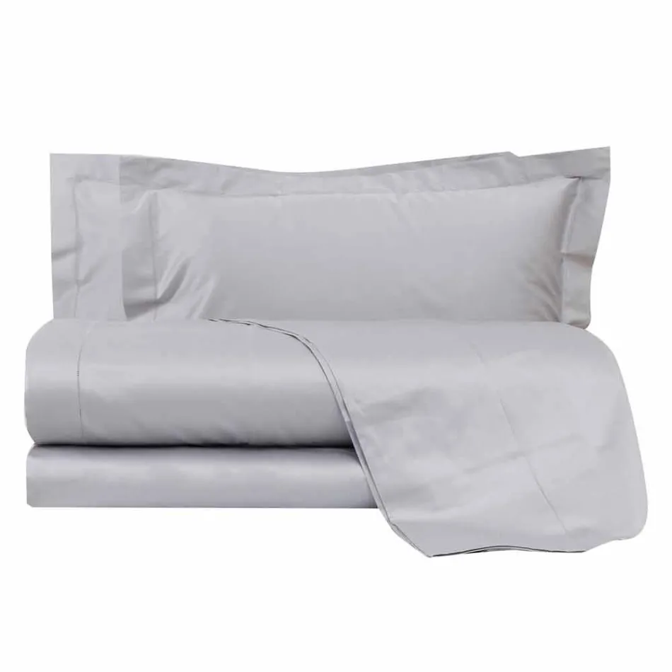 Solid Color Sheets Complete in Cotton Satin for Double Bed - Hibiscus Viadurini