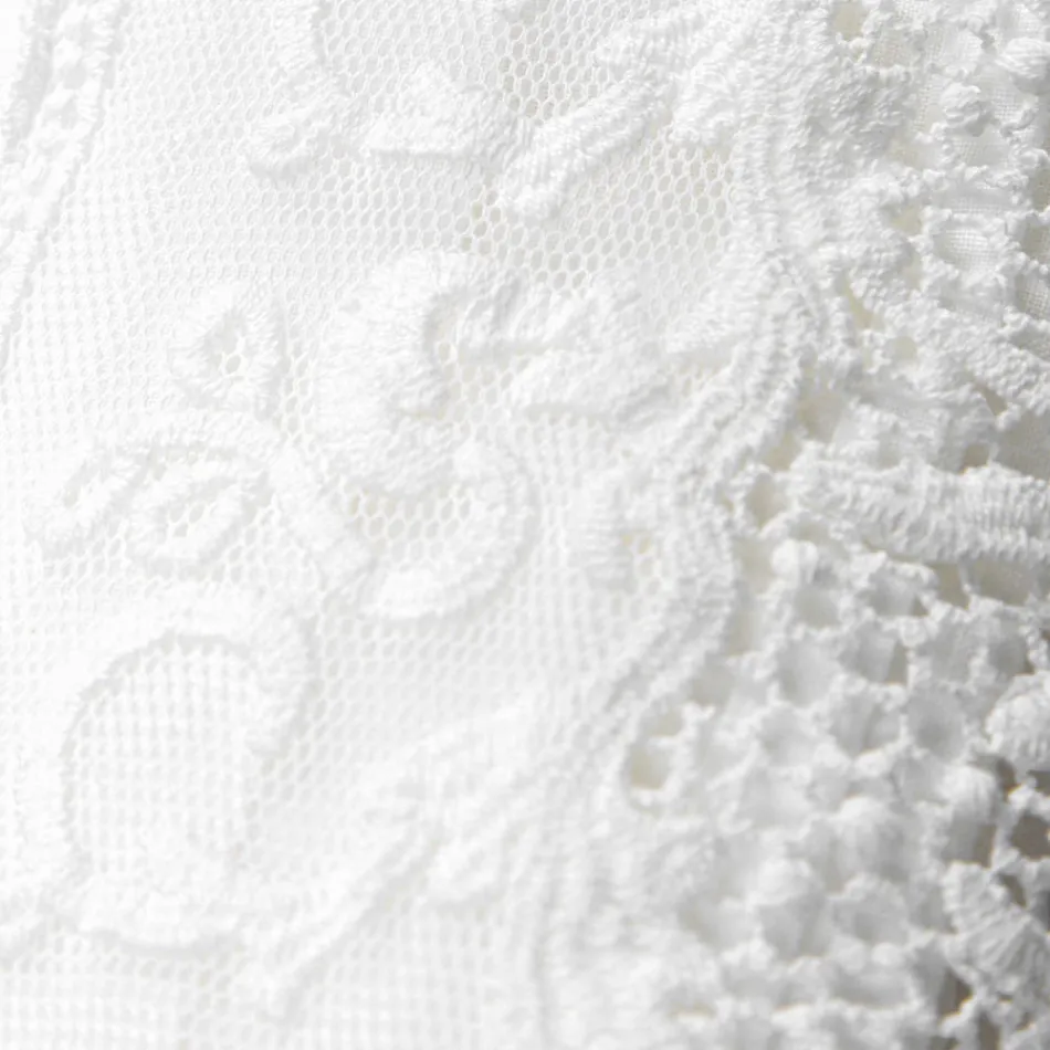 High Quality White Linen Sheet with Lace for Double Bed - Fiumana Viadurini