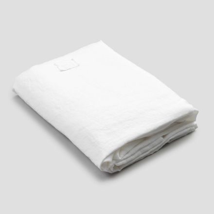Luxury White Linen Double Fitted Sheet Made in Italy - Fiumano Viadurini