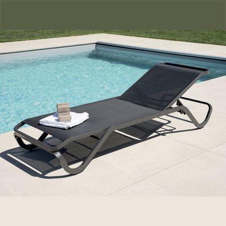 Solaya 194x65 cm Outdoor Sun Lounger in Aluminum and Textilene Viadurini
