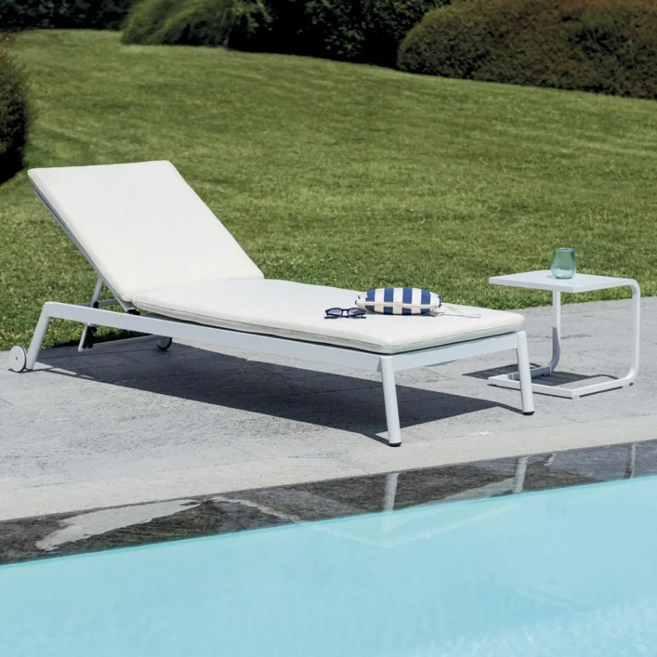 205x76 cm Outdoor Aluminum Sun Lounger with Cushion - Tessara Viadurini