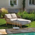 Outdoor Lounger with Teak Frame, Ropes and Cushions - Tent
