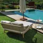 Outdoor Lounger with Teak Frame, Ropes and Cushions - Tent Viadurini