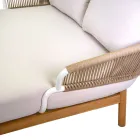 Outdoor Lounger with Teak Frame, Ropes and Cushions - Tent Viadurini