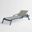 Outdoor Sunbed in Aluminum with Wheels and Armrests Modern Design - Carmine Viadurini