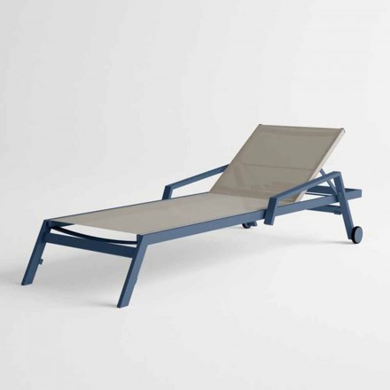 Outdoor Sunbed in Aluminum with Wheels and Armrests Modern Design - Carmine Viadurini