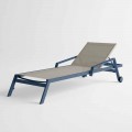 Outdoor Sunbed in Aluminum with Wheels and Armrests Modern Design - Carmine