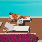 Outdoor Sunbed in Aluminum with Wheels and Armrests Modern Design - Carmine Viadurini
