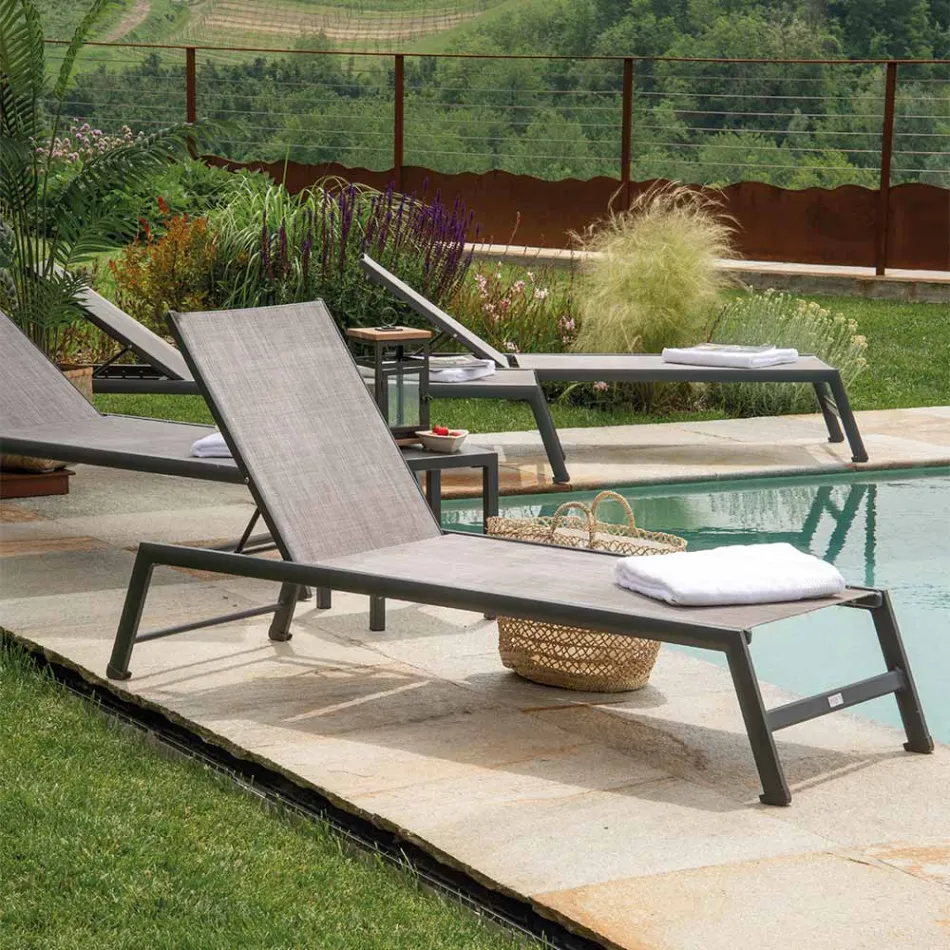 Outdoor Lounger in Aluminum with Different Finishes - Sheet Viadurini