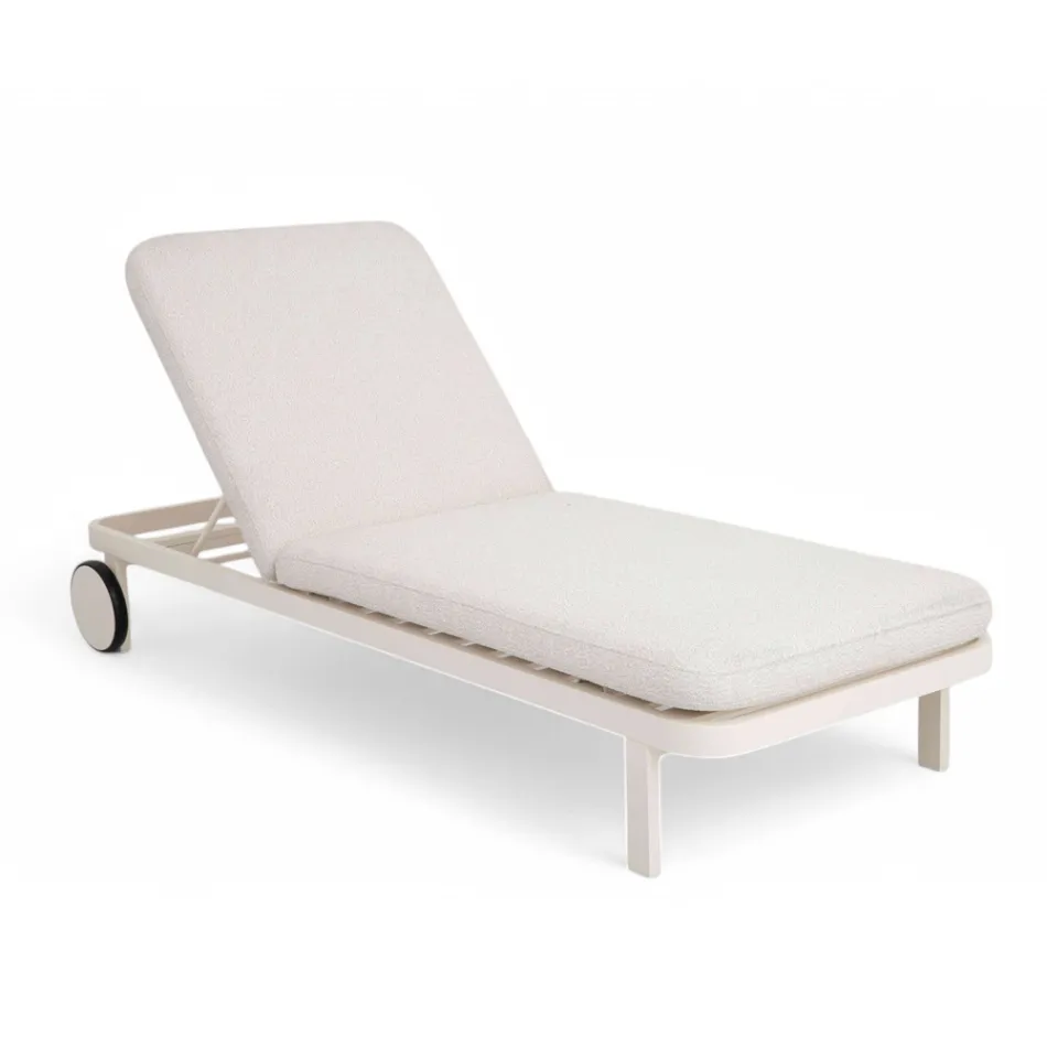 Outdoor Lounger in Aluminum and Fabric with Wheels - Solaria Viadurini