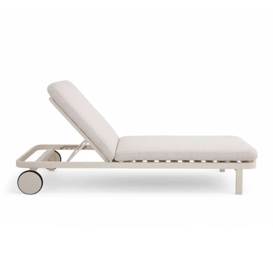 Outdoor Lounger in Aluminum and Fabric with Wheels - Solaria Viadurini