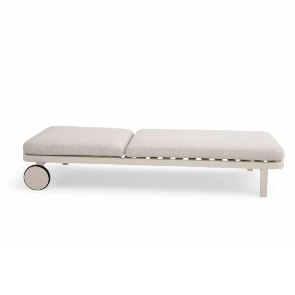 Outdoor Lounger in Aluminum and Fabric with Wheels - Solaria Viadurini
