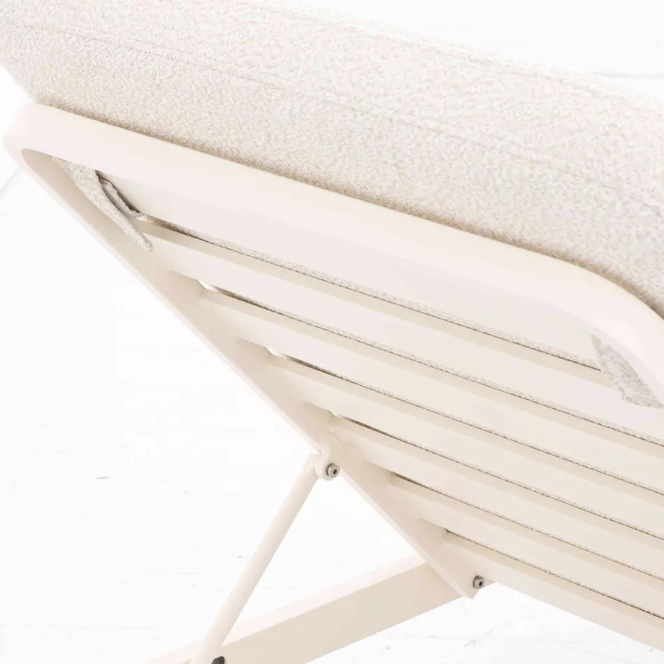 Outdoor Lounger in Aluminum and Fabric with Wheels - Solaria Viadurini