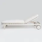 Outdoor Lounger in Aluminum and Fabric with Wheels - Solaria Viadurini