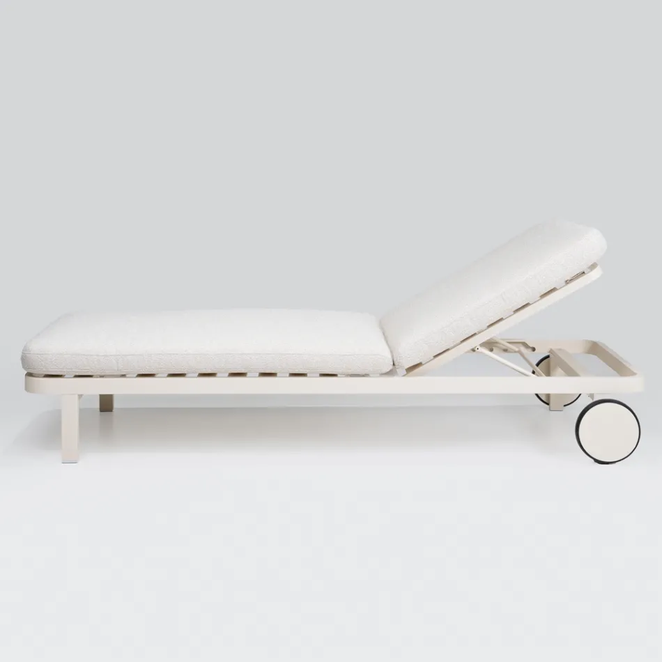 Outdoor Lounger in Aluminum and Fabric with Wheels - Solaria Viadurini