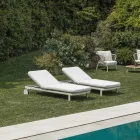 Outdoor Lounger in Aluminum and Fabric with Wheels - Solaria Viadurini
