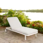 Outdoor Lounger in Aluminum and Fabric with Wheels - Solaria Viadurini