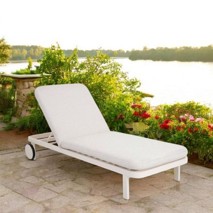 Outdoor Lounger in Aluminum and Fabric with Wheels - Solaria Viadurini