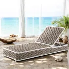 Outdoor Sunbed in Aluminum and Woven Fabric with Wheels - Reda Viadurini