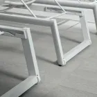 Outdoor Sunbed in Aluminum and Textilene with Retractable Wheels, 2 Pieces - Donkey Viadurini