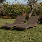 Outdoor Sunbed in Polyrattan with Wheels - Meredith Viadurini