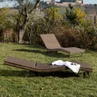 Outdoor Sunbed in Polyrattan with Wheels - Meredith Viadurini