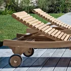 Outdoor Sunbed in Natural Teak - Yggdrasil Viadurini