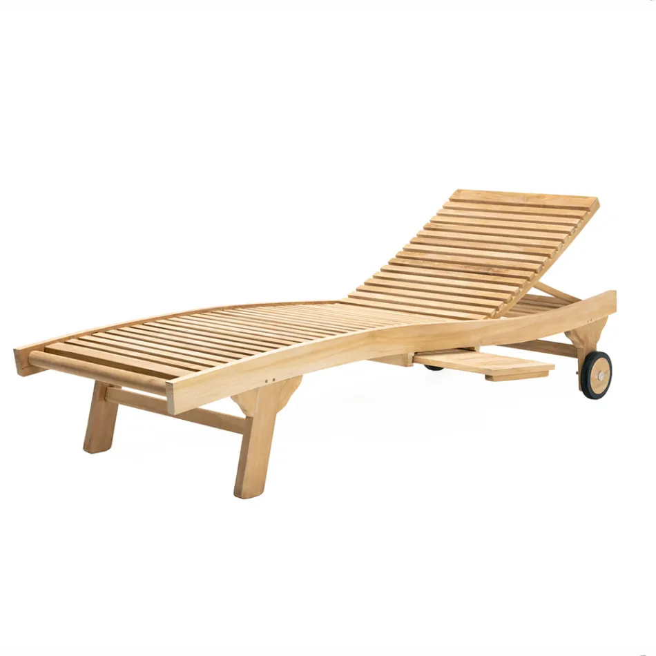 Outdoor Sunbed in Natural Teak - Yggdrasil Viadurini