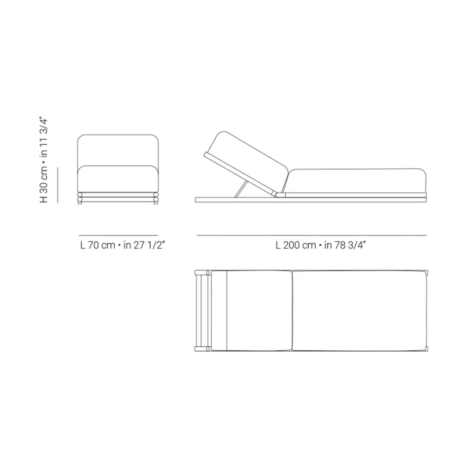 Outdoor Sunbed in Fabric and Wooden Structure Made in Italy - Armelia Viadurini