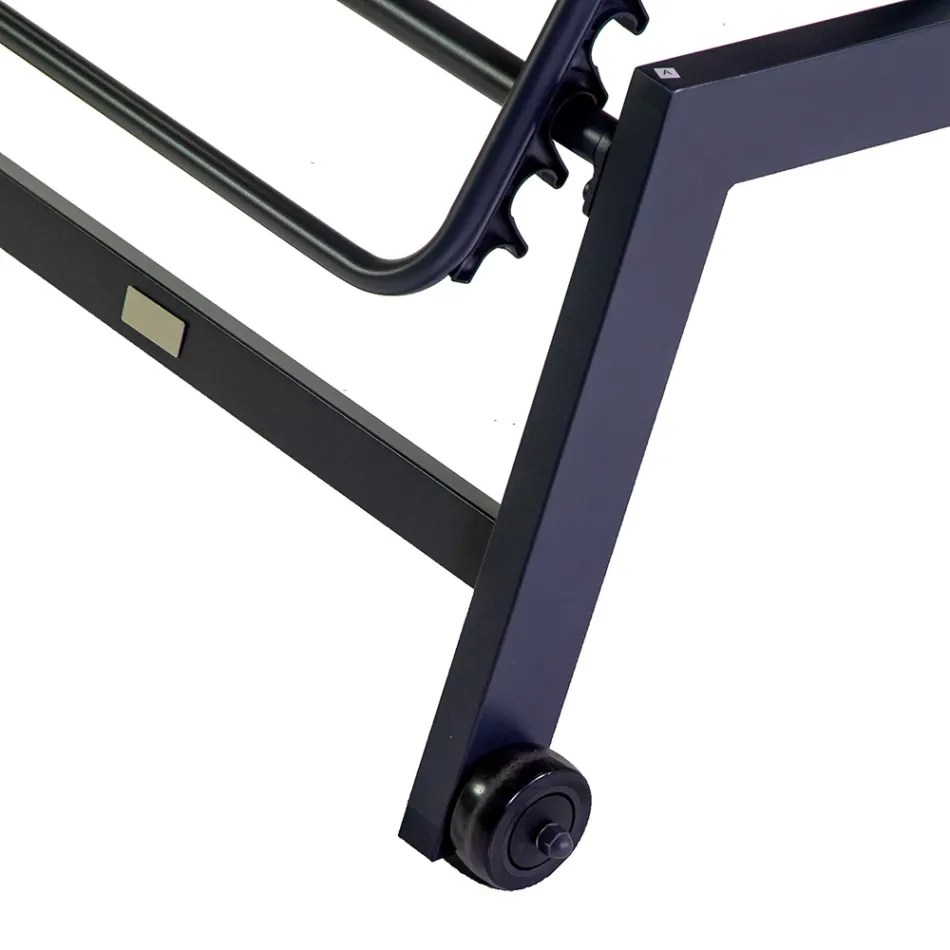 Outdoor Lounger Made of Aluminum and Textilene with 2 Wheels - Costume Viadurini