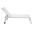 Outdoor Lounger Made of Aluminum and Textilene with 2 Wheels - Costume Viadurini