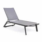 Reclining Outdoor Lounger with Aluminum and Textilene Wheels - Jewel Viadurini