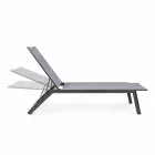 Reclining Outdoor Lounger with Aluminum and Textilene Wheels - Jewel Viadurini
