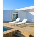 Reclining Outdoor Lounger with Aluminum and Textilene Wheels - Jewel Viadurini