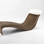 Polyrattan Garden Sunbed with Headrest Cushion - Viserys Viadurini