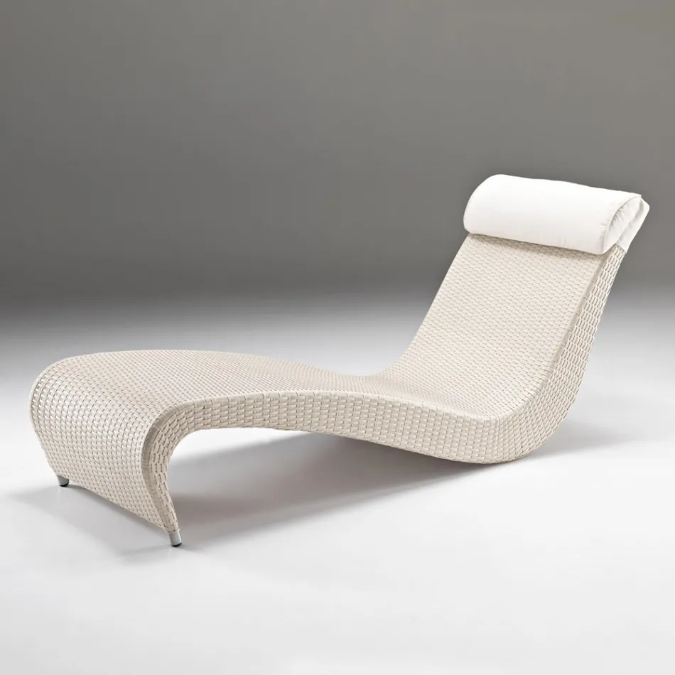Polyrattan Garden Sunbed with Headrest Cushion - Viserys Viadurini