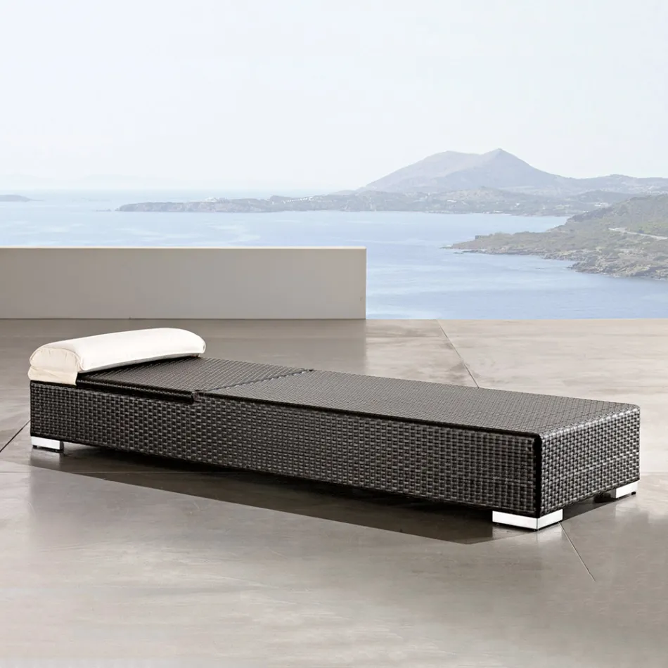 Garden Sunbed in Hand Woven Polyrattan - Experia Viadurini