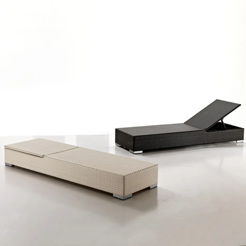 Garden Sunbed in Hand Woven Polyrattan - Experia Viadurini