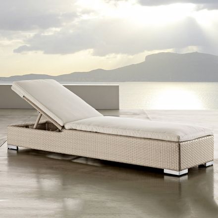 Garden Sunbed in Hand Woven Polyrattan - Experia Viadurini